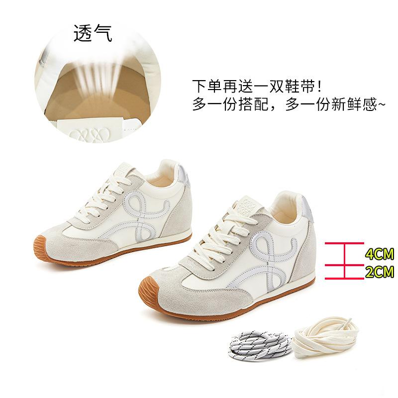 inner height increase 4cm pair of shoelaces Dexun shoes 2025 autumn new mango head Forrest Gump shoes women's casual sports shoes women