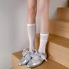 White Japanese-Style Mid-Calf Lace Mesh Socks for Women - Summer Thin Slouch Fit, New 2026 Design.