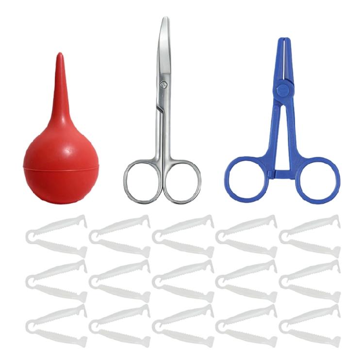 

Transportable Animal Delivery Set Containing Curvilinear Scissors Disposable Umbilical Clamps Hemostat Bulb Needle 1