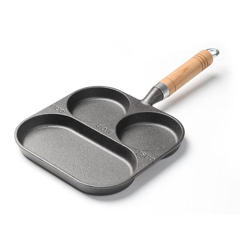 ZISIZ Cast Iron 3-Hole Deep Fried Egg & Egg Burger Pan
