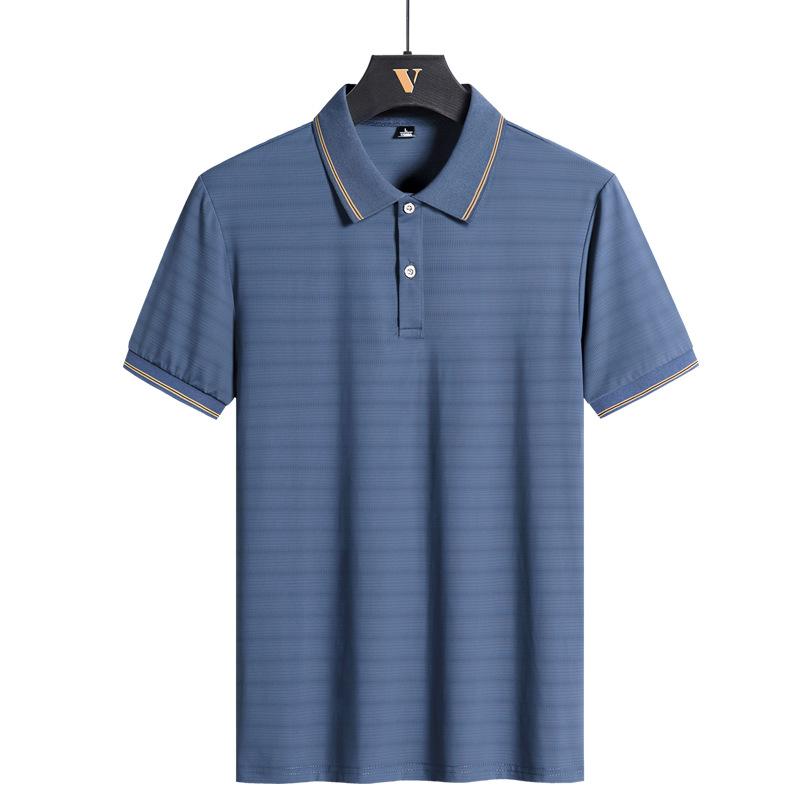 Ledové hedvábné tričko s krátkým rukávem Pánské tričko POLO Léto Tenké Jednobarevné Ležérní Pánské tričko s překlápěcím límcem Velké tričko s polovičním rukávem