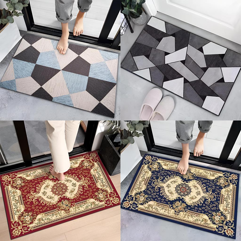 European Crystal Velvet Absorbent Floor Mat for Entrance, Bathroom, Bedroom, or Living Room - Washable.