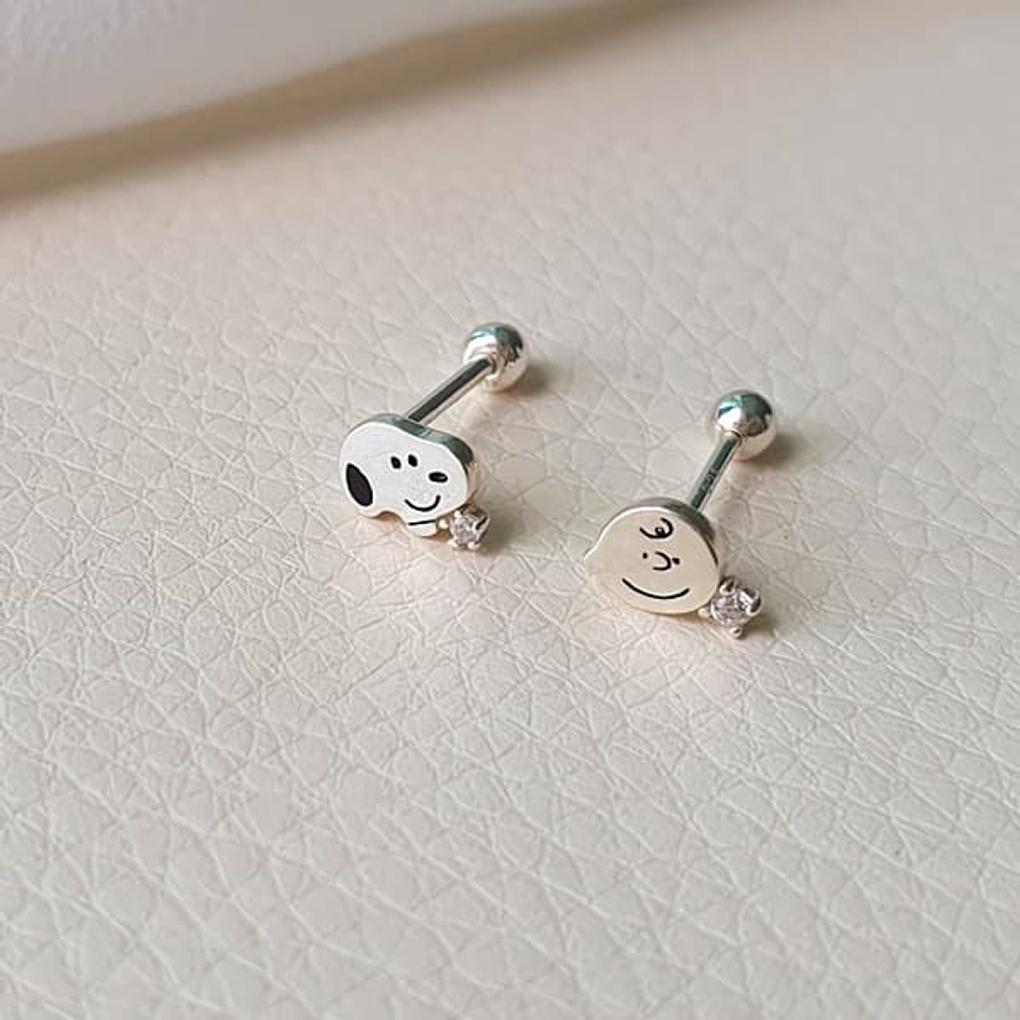 Women's 925 Silver Snoopy Piercing Inner Conch Earrings