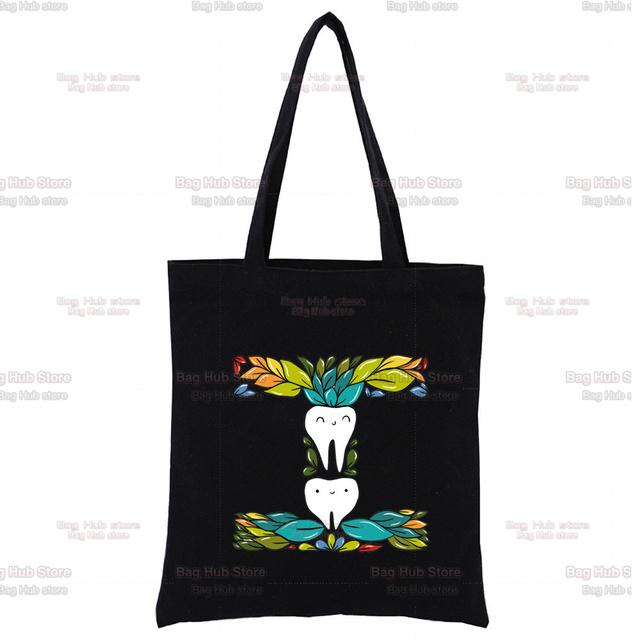 TOOTH 26 Letter Alphabet Printing Canvas Bag Shopper Bag Harajuku Style Women Bags Shoulder Bag Handbag
