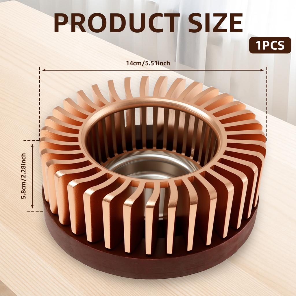 Teapot Warmer with Hollow Frame Aluminum Alloy Tea Pot Heater with Detachable Wood Base Stable Placement for Coffee Milk Tea