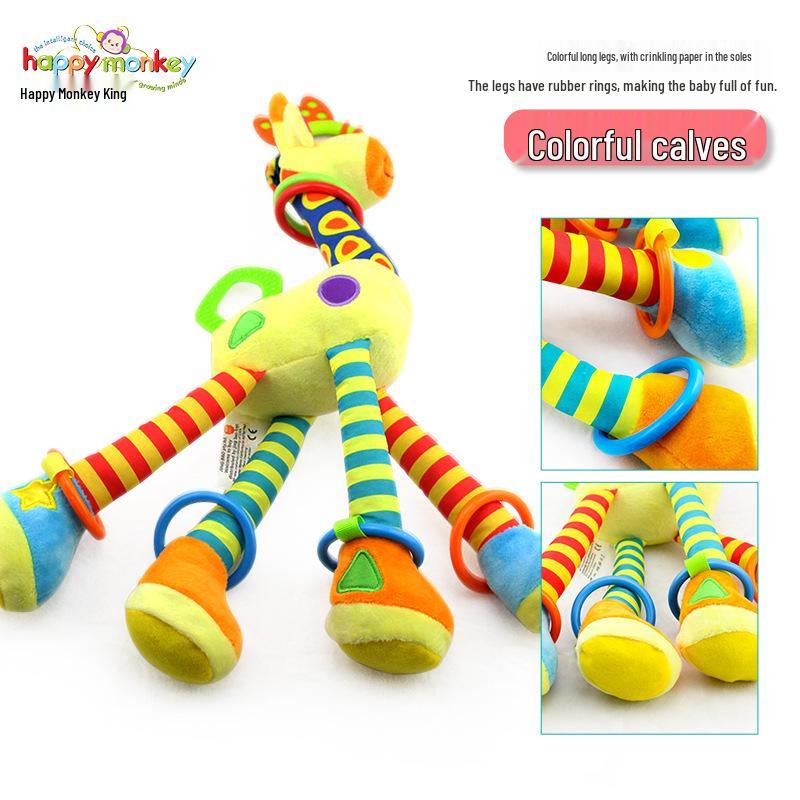 Happy Monkey Giraffe Stroller Hanging Soothing Toy for Newborns
