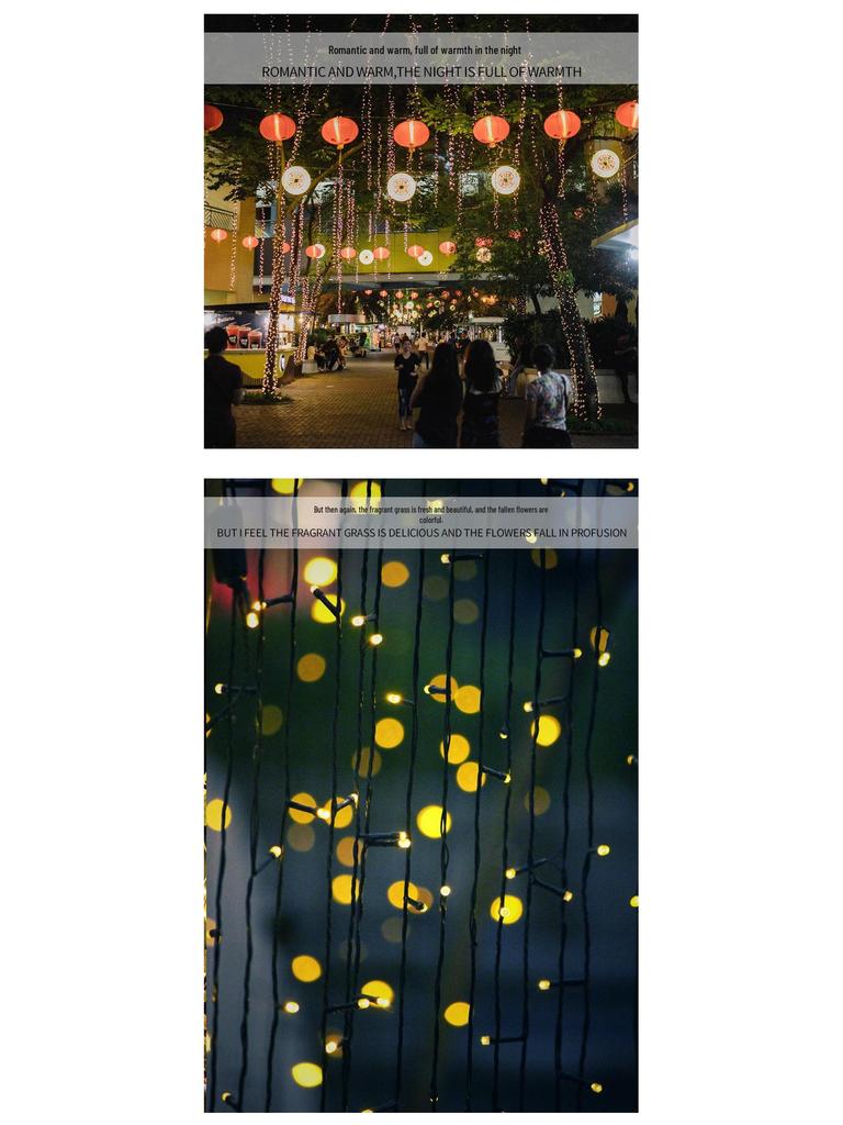 Solar Copper Wire String Lights - Outdoor Green, 8-Function LED for Camping