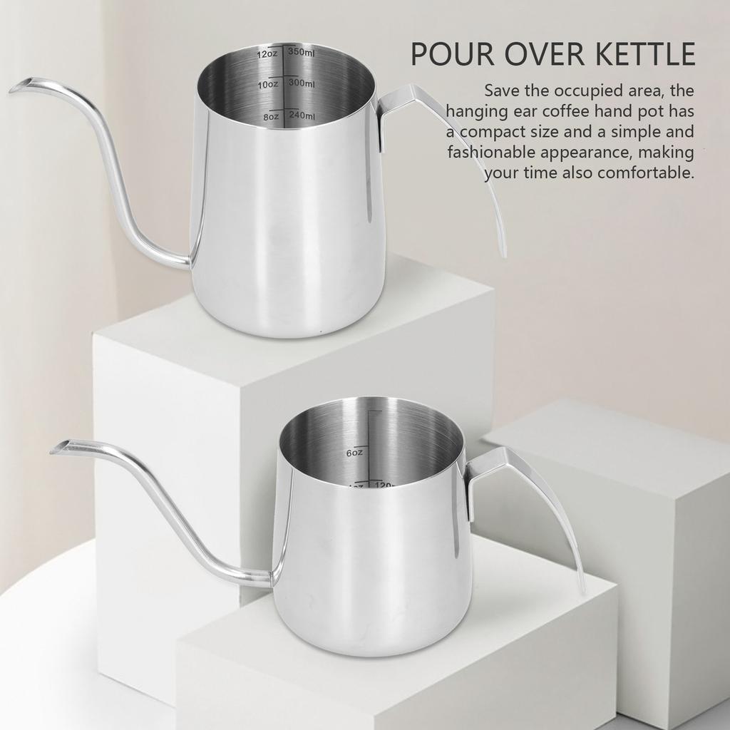 304 Stainless Steel PTFE Coffee Kettle with Inner Scale Thickened Pour Over Coffee Pot for Home