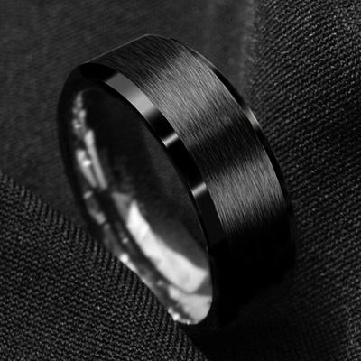 8mm černý módní pánský prsten prsten z nerezové oceli matný kartáčovaný svatební zásnubní prsten Unisex šperky pro muže dárek k narozeninám