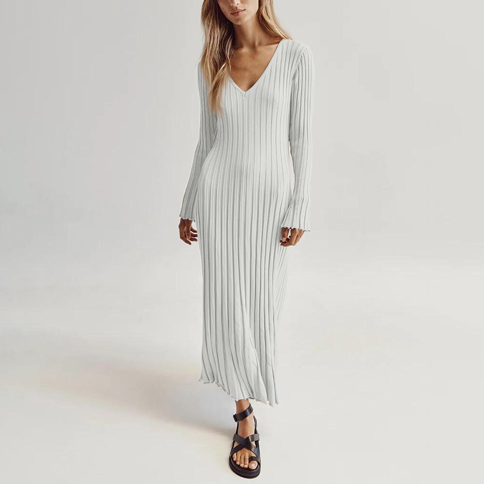 

Женское модное повседневное утягивающее однотонное плиссированное платье с v-образным вырезом и завязками на талии, однотонное платье в полоску XL белый