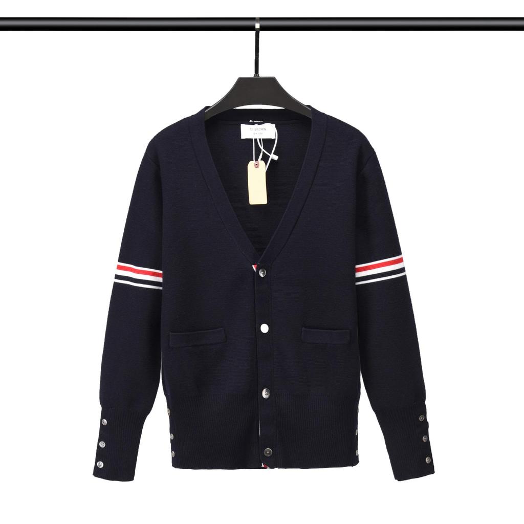 TB BROWIN V-neck Striped Wool Cardigan Sweater Casual Knitwear