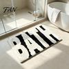Soft Plush Floor Carpet Modern Bath Mat, Absorbent Non-Slip Bathroom Rug, Fun English Letters, Anti Slip Decor Machine Washable Cozy Rug for Tub Sink