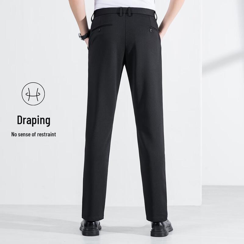 FORTEI Men's Lightweight Breathable Straight-Leg Business Casual Trousers
