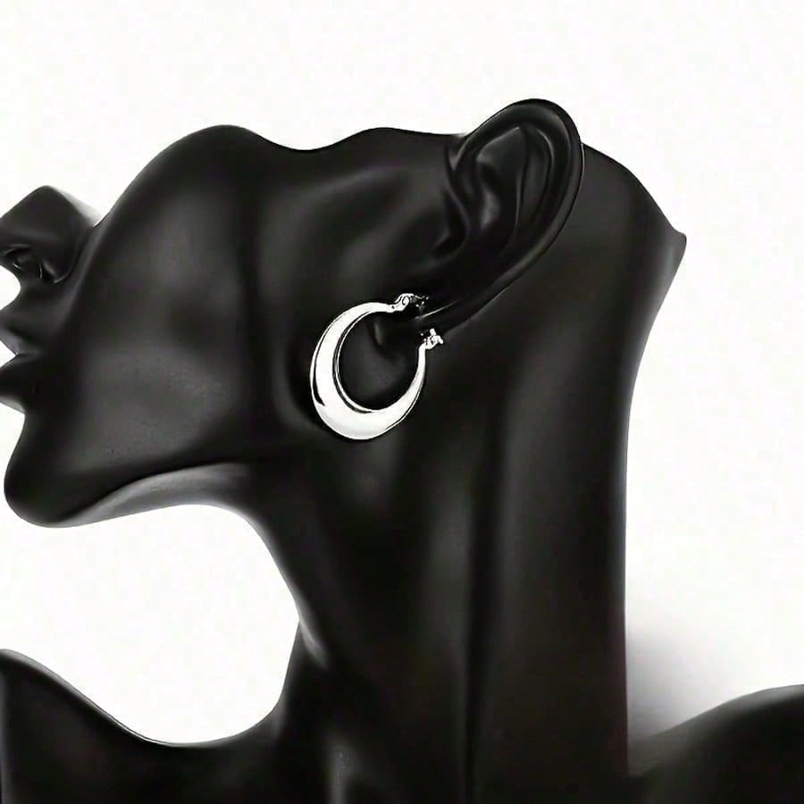 1 Pair Classic Hoop Earrings-Minimalist Geometric Design, Premium Textured Plating |/Daily Accessories/Affordable Luxury Jewelry