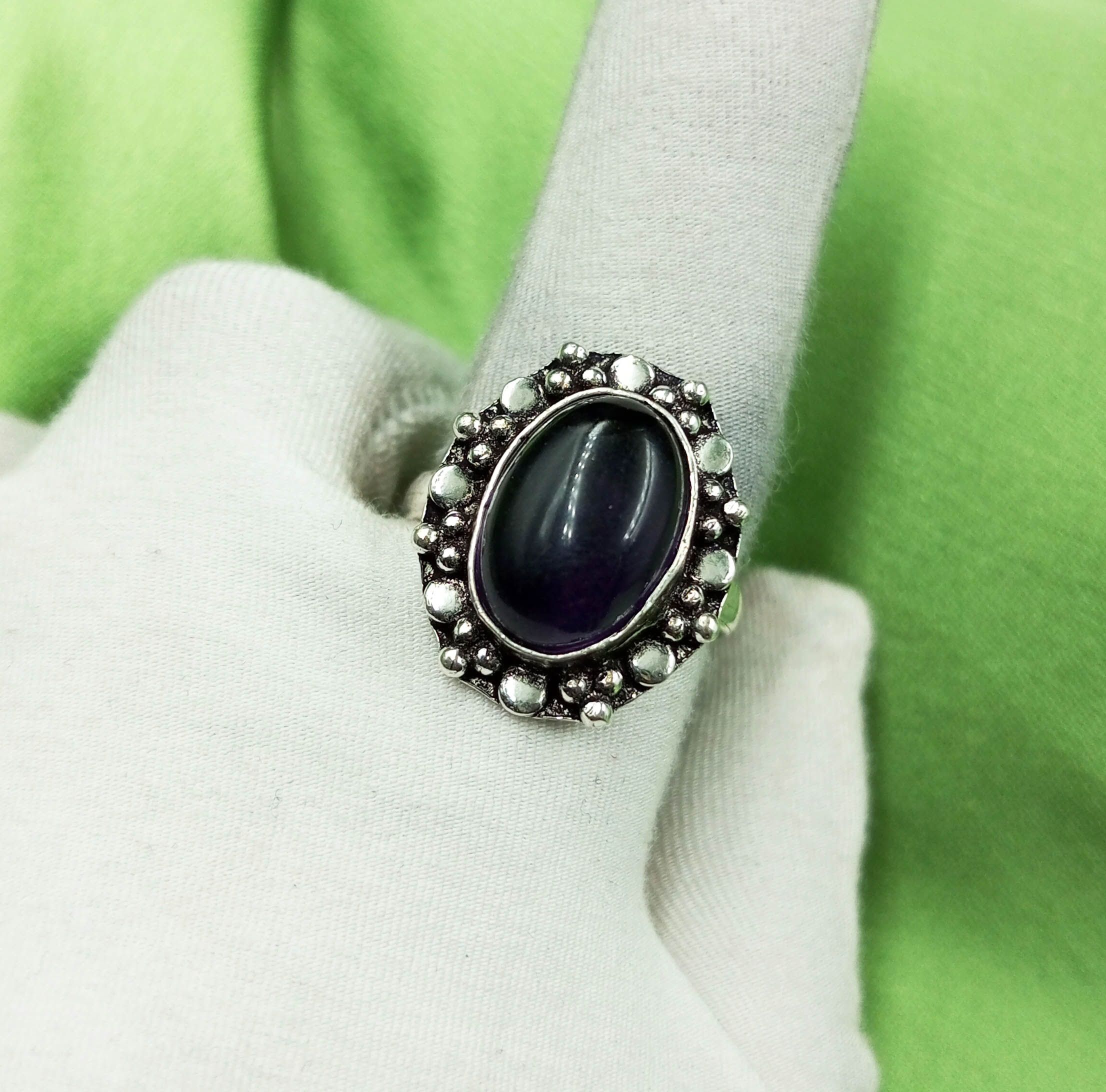 

Black Onyx Gemstone 925 Sterling Silver Plated US SZ 7 Ring MM-R28