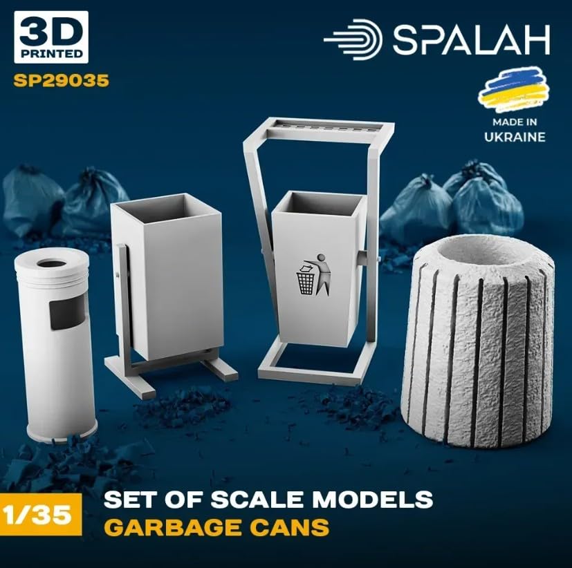 Spallach Mülleimer Typen x 1 Resin-Bausatz SPU29035 1/35 (4 Stück jeweils) (Landschaft)