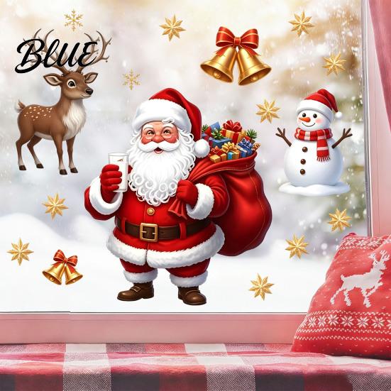 Self Adhesive Window Decals Christmas Static Clings PVC Santa Claus Snowman And Elk Party Supplies Decals Waterproof Reusable Glass Stickers