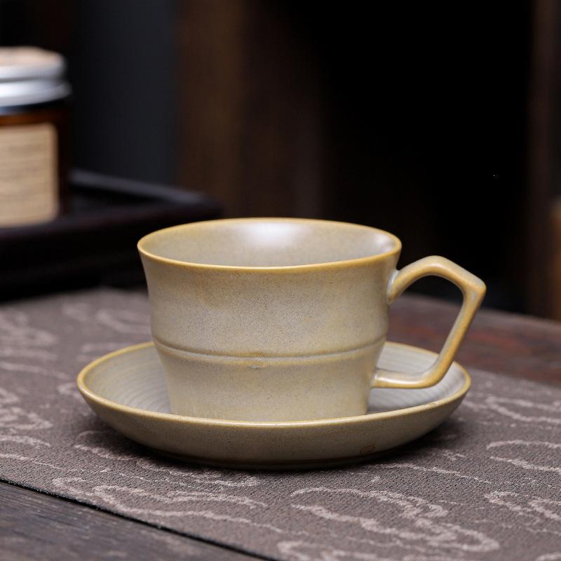 120ml Ceramic Coffee Cup And Dish Set High Beauty Gradient Colors Homestay Restaurant Flower Cup Creative Retro Milk Water Cup