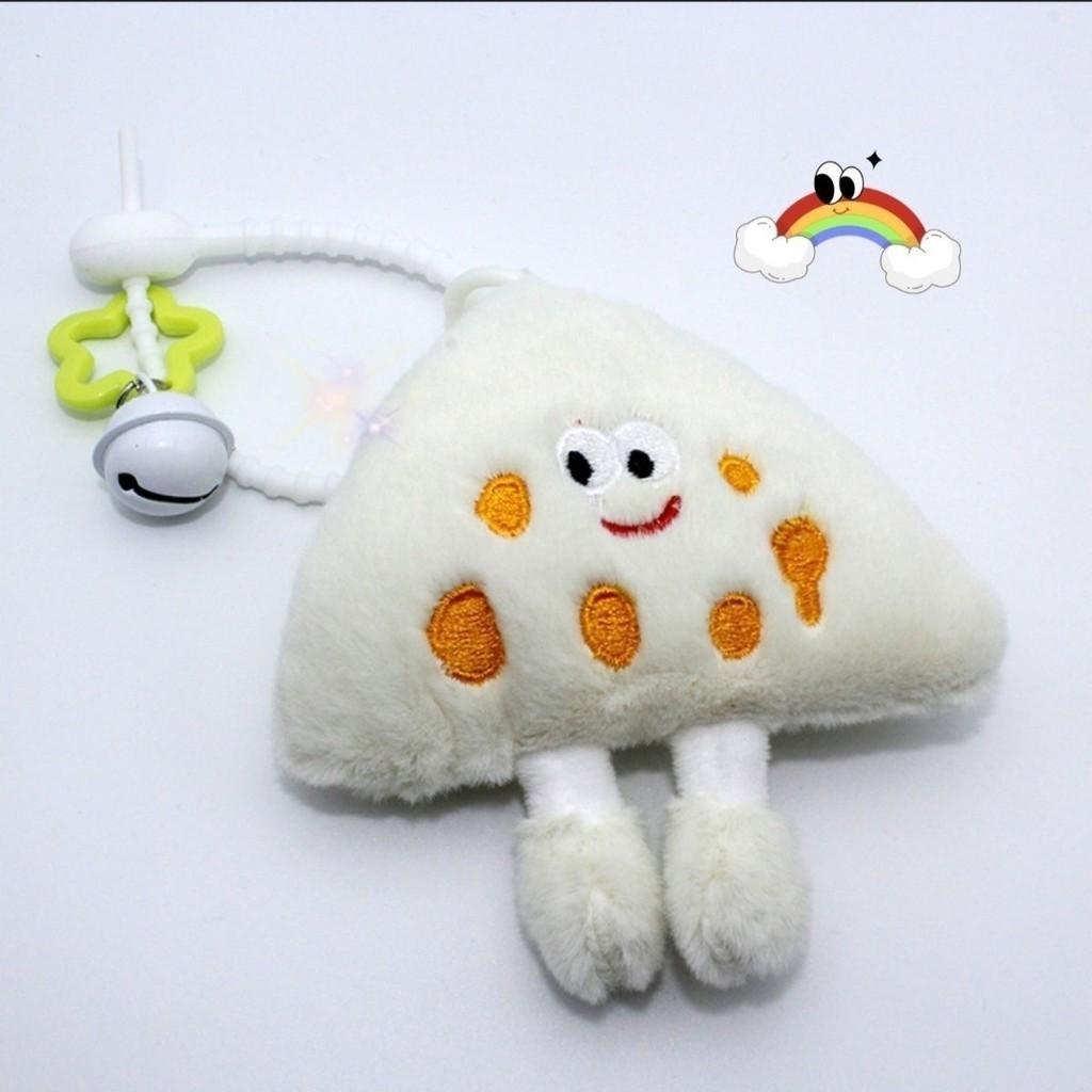 Adorable Cheese Plush Toy Charming Japanese Style Soft Bell Bag Accessory Cute Keychain белый