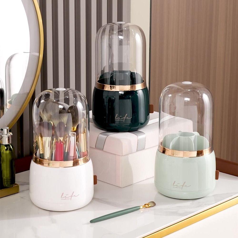 Transparent 360° Rotating Brushes Holder Large Capacity Makeup Brush Storage Tube Storage Tube