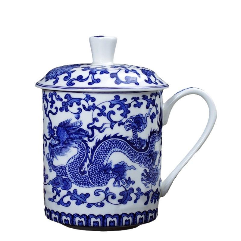 Jingdezhen Bone China Tea Cups with Lids, Conference Cups, Ceramic Water Cups, Office Cups, Gift Cups, Jing-style Cups