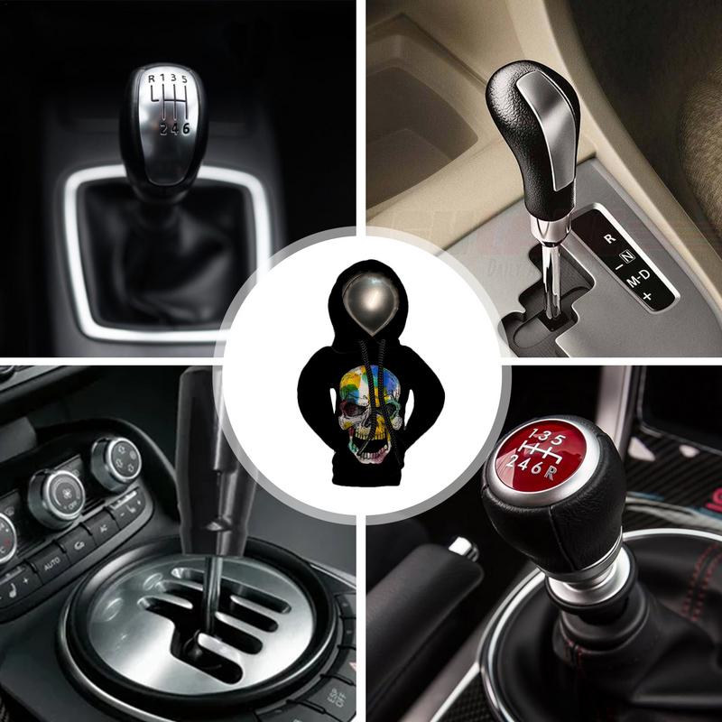 Hoodie Car Gear Shift Cover Halloween Skull Shifter Knobs Cover Automatic Car Shift Protector Hooded Shirt Auto Interior Decor