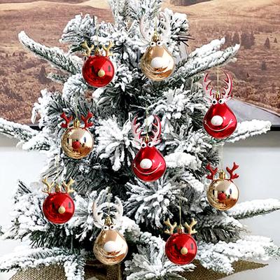 1Pce Pendente Decorazioni Natalizie Famiglia Festa di Capodanno Pittura a Colori Palla Aliena Palla Testa di Cervo