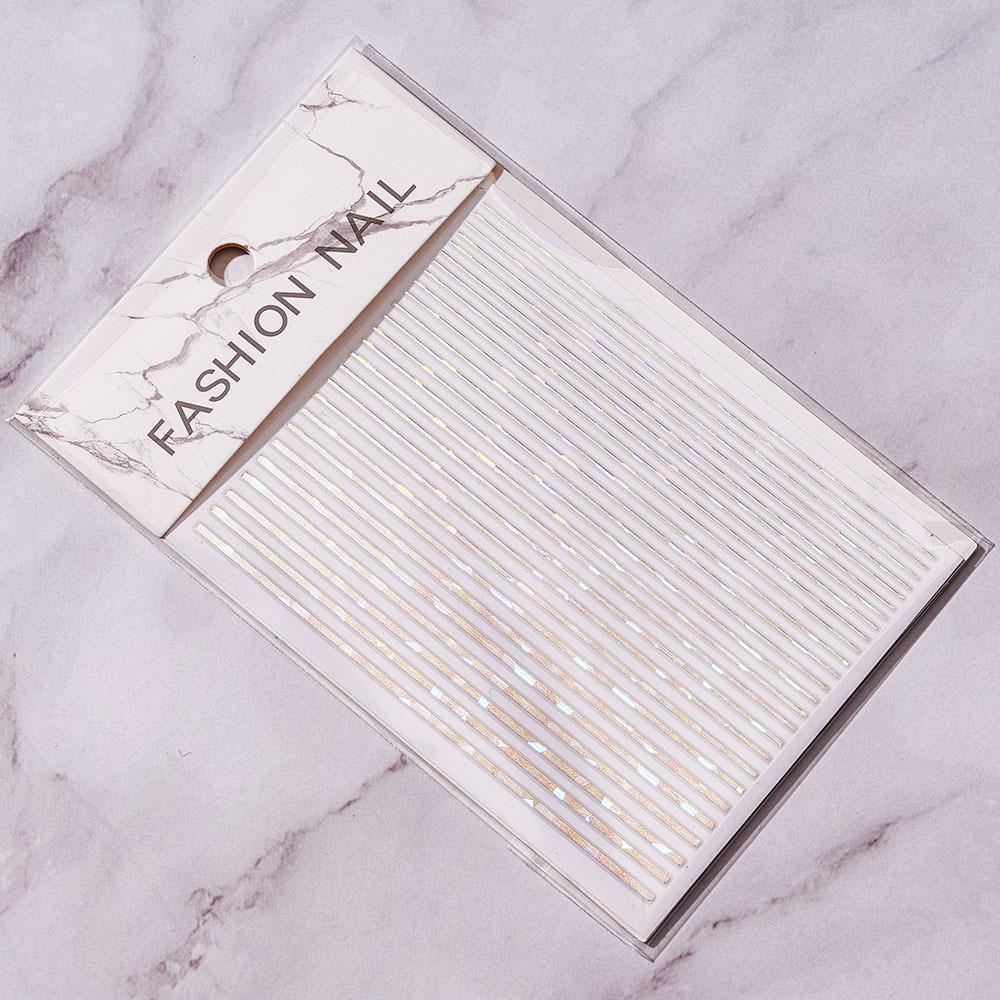 1PC Silber Gold Linien Streifen 3D Nagel Aufkleber Geometrische Wellenförmige Stern Herz Selbstklebende Slider Papiere Nail art Transfer Aufkleber