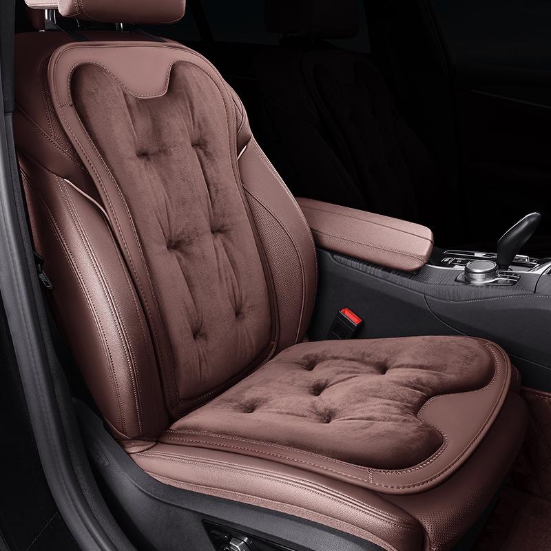 Plush Car Seat Cushion with Backrest - Thickened for Autumn/Winter Warmth