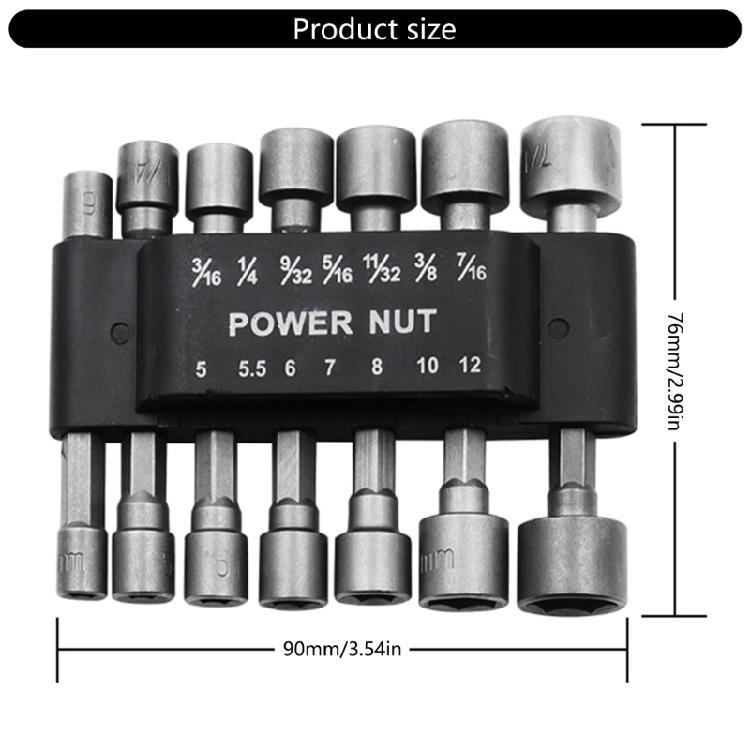 9/14Pcs Driver Hexagonal Power Nut Driver Drill Bit Tool Socket Wrench Set for Pneumatic Screwdriver Accessories