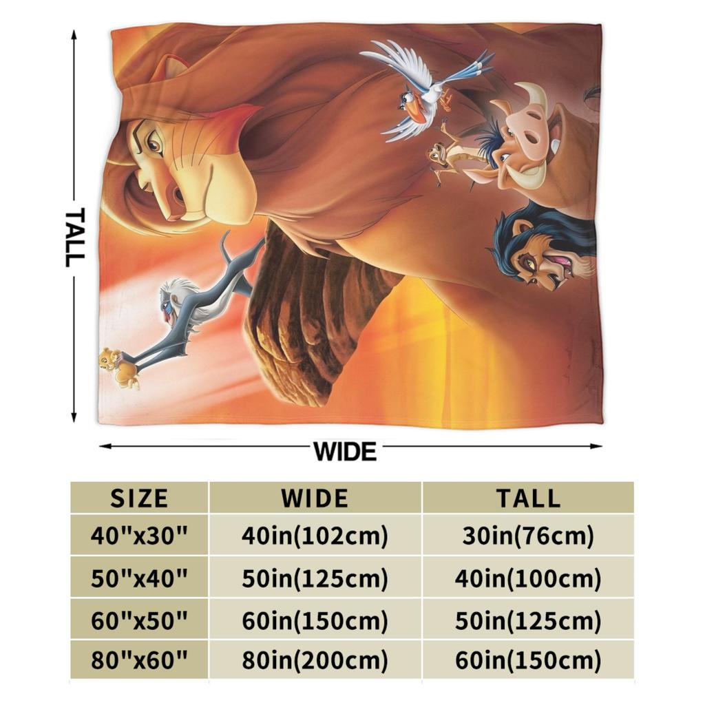 Lion King Blanket Funny Cartoon Simba Fleece Funny Warm Throw Blankets for Home Autumn/Winter