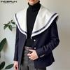 Automne Homme Col Marin Manches Longues Patchwork Boutonné Ample Vestes Manteaux