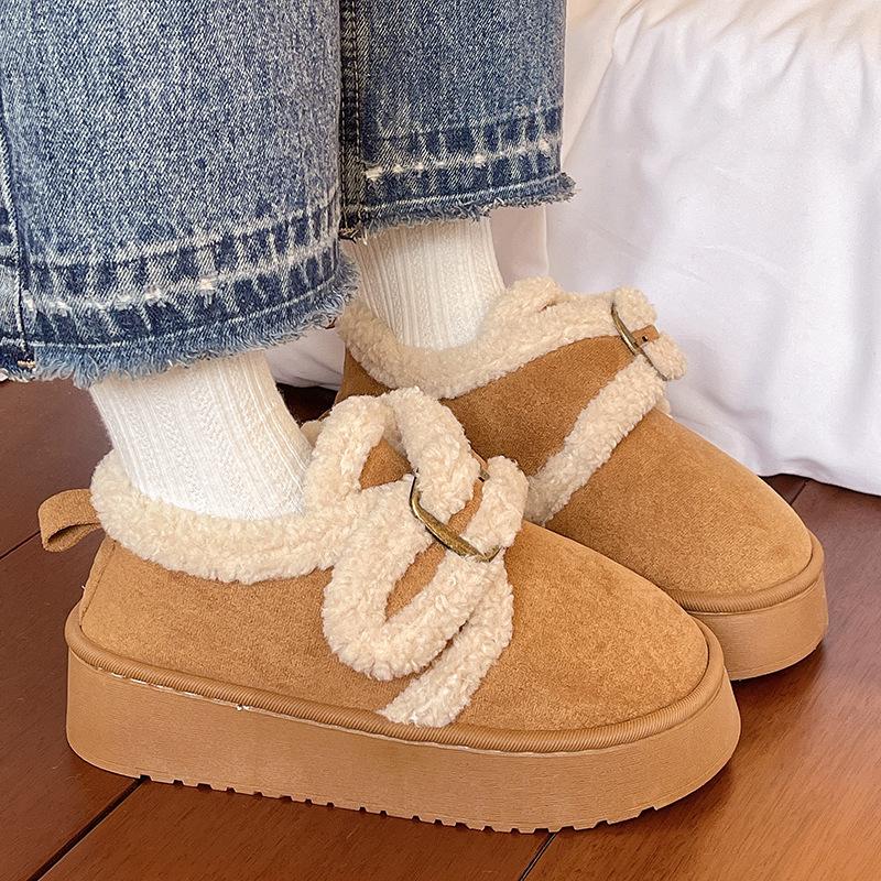 

Women s fashion lightweight heightening soft sole winter warm fur one snow boots padded lining non-slip casual sports cotton shoes 40/41