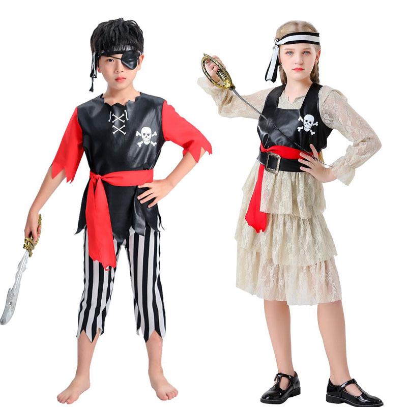 Children's Caribbean Pirate Costume - Halloween Lace Pirate Dress