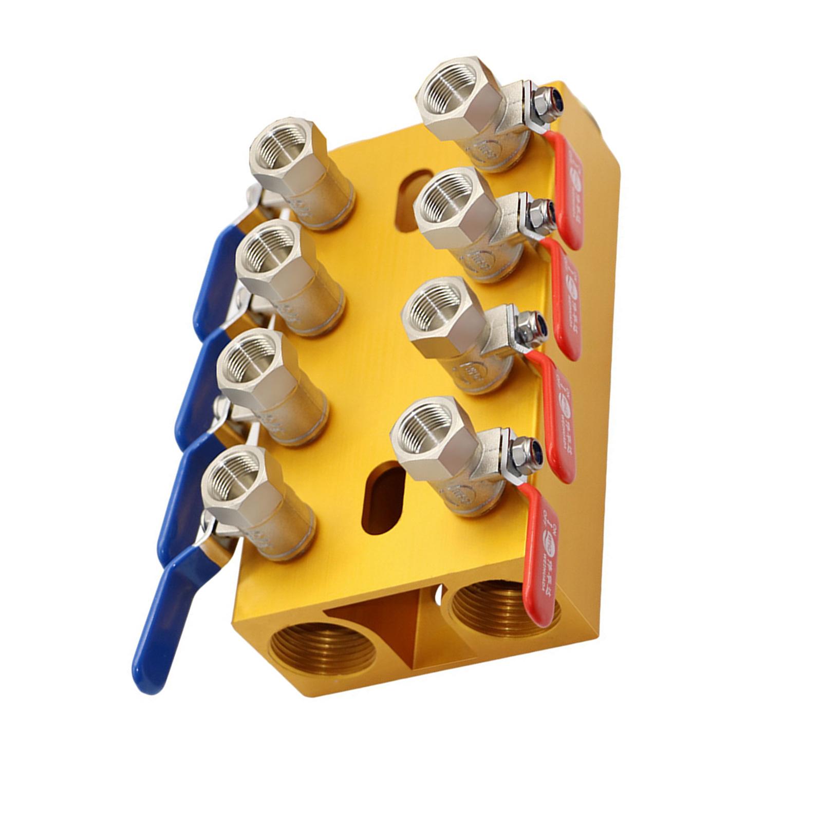 

Industrial Water Manifold Water Distribution Splitters 4/5/6/8 Way Port Adjustable Valves Hydraulics Cooling Systems