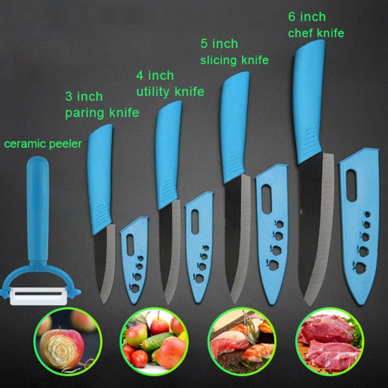 Ceramic Knives Kitchen Knives Set 3 4 5 6 Inch Chef Knife Cook Set Chef Utility Slicer Vegetable Peeler White Zirconia Blade
