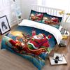 Santa Claus Sleigh with Reindeer Bedding Duvet Cover Set Duvet Cover Pillowcases  (1*Duvet Cover 2*Pillowcases, Without Duvet Insert)