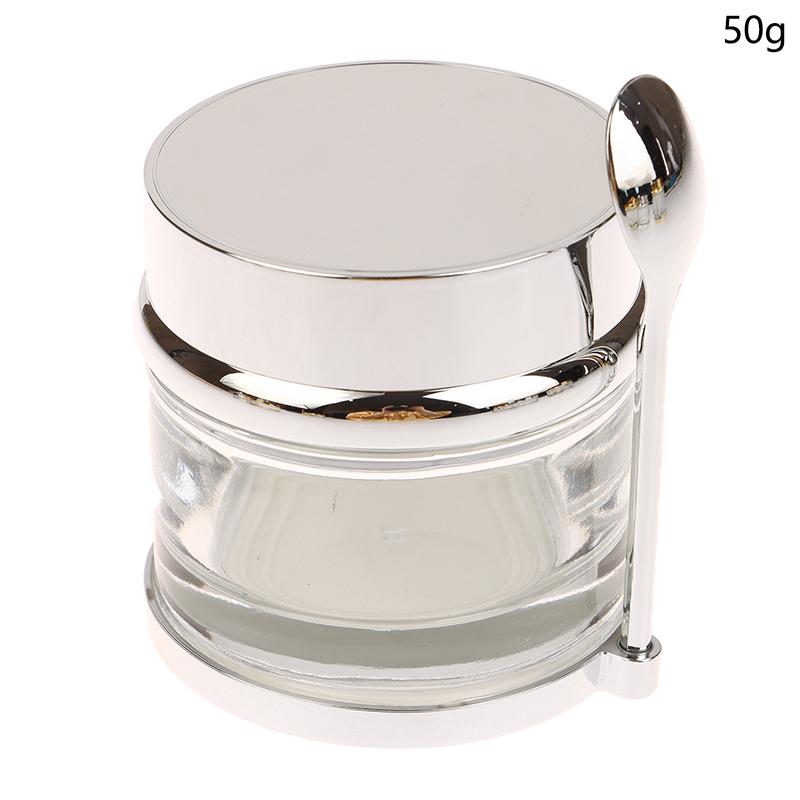 Electroplating Empty Cream Jar Refillable Lotion Bottle With Spoon 30/50/80/100g Travel Face Cream Cosmetic Cotton Pad Container