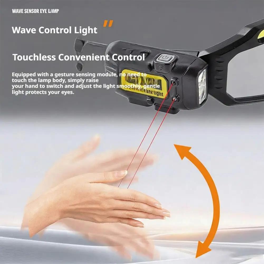 KEBIDU LED Safety Goggles Smart Motion Sensor Work Light Dual Light Source Type-C Rechargeable Protective Glasses Headlamp