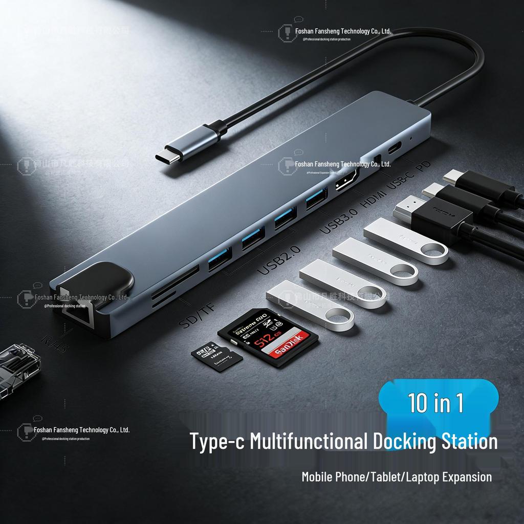 Type-C USB Hub: Docking Station with HDMI Screen Mirroring for Laptops, Tablets, and Phones