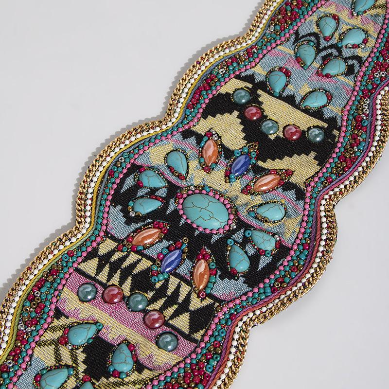 

Новый богемный стиль для леди, цепочка из бирюзы ручной работы, эластичная и плотная, этнический стиль, пояс для талии Юньнань