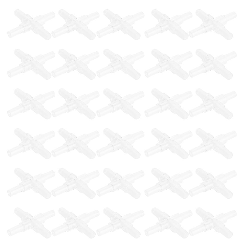 30pcs 4MM Aquarium Fish Tank  Air Tubing Splitter L Shape 3 Way 4 Way Adapter ConnectorCrystal 4