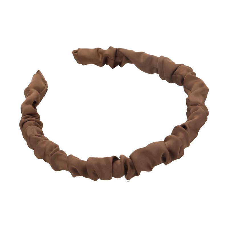 2023 Earth Tone Satin Pleated Headband: Mori Style, Thin Edge, High Crown, Ideal for Face Washing