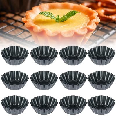 12 ks Formička na vaječné košíčky Opakovaně použitelná Forma na pudink Nepřilnavá Forma na muffiny z uhlíkové oceli Odolná vůči teplu Forma na sušenky Pečicí košíček