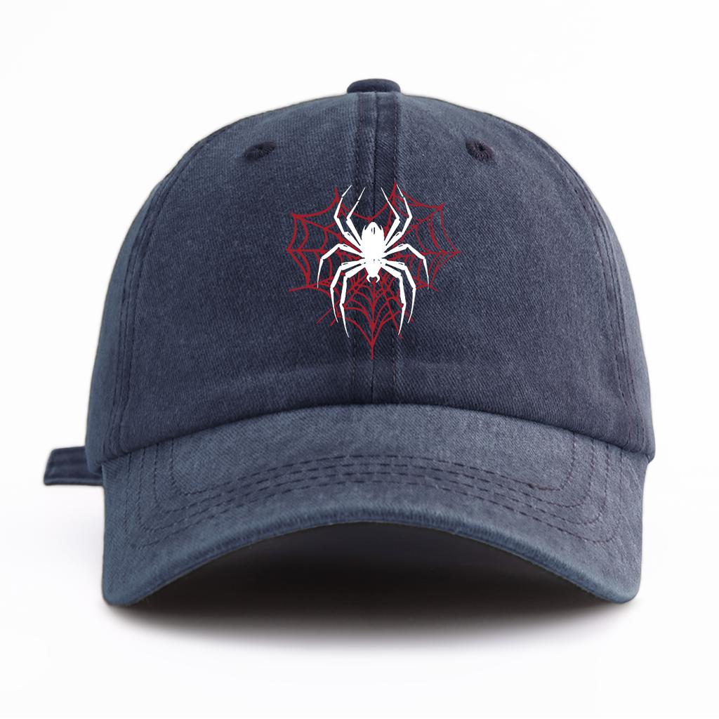 1pc Spider Print Washed Baseball Cap for AdultsMinimalist Retro Style Casual Soft Adjustable Dad HatPerfect As Gift