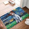 Van Gogh Starry Night Art Style Dog Living Room Door Mat Carpet Classic Painting Beret Dog Pattern Anti-slip Rug for Home Decor