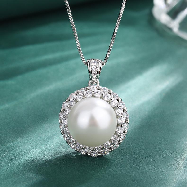 Beimu Pearl Necklace Jewelry Three Piece Set Ring Earnail Pendant Premium Temperament