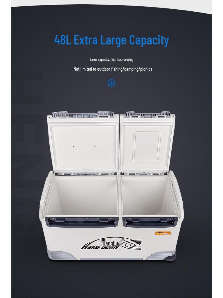 Hengguan 48L Car-Mounted Insulated Outdoor Fishing Cooler Box with Wheels