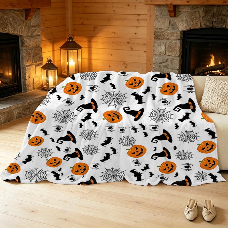 Versatile Flannel Fleece Throw Blanket No-Shed, Ultra-Soft, Warm & Cozy, Perfect for Home Lounge, Movie Night, Halloween & Christmas