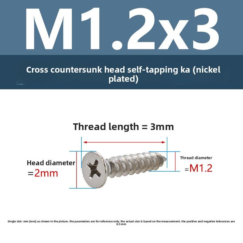 4 PCS Cross Flat Head Wood Screws M1 M1.5 M5 Construction Screws Zinc Plated Self Tapping Wood Screws For Cabinet Fiberboard